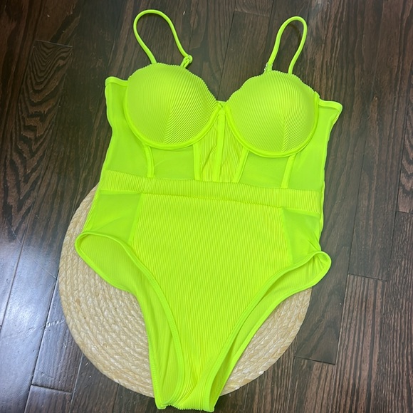 Fashion Neon Bustier Tummy Tuck Swimsuit Size Medium - Picture 5 of 11